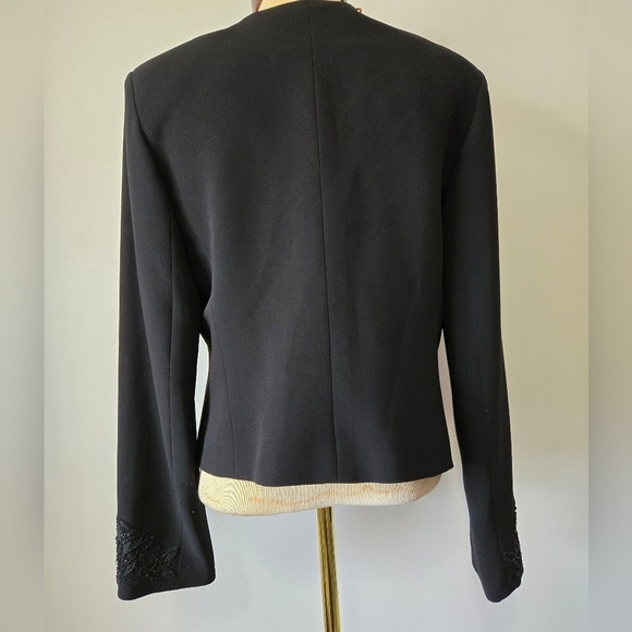 ALBERT NIPON Vintage Designer Black Blazer With Beaded Sleeves. Size 12 - Picture 5 of 11